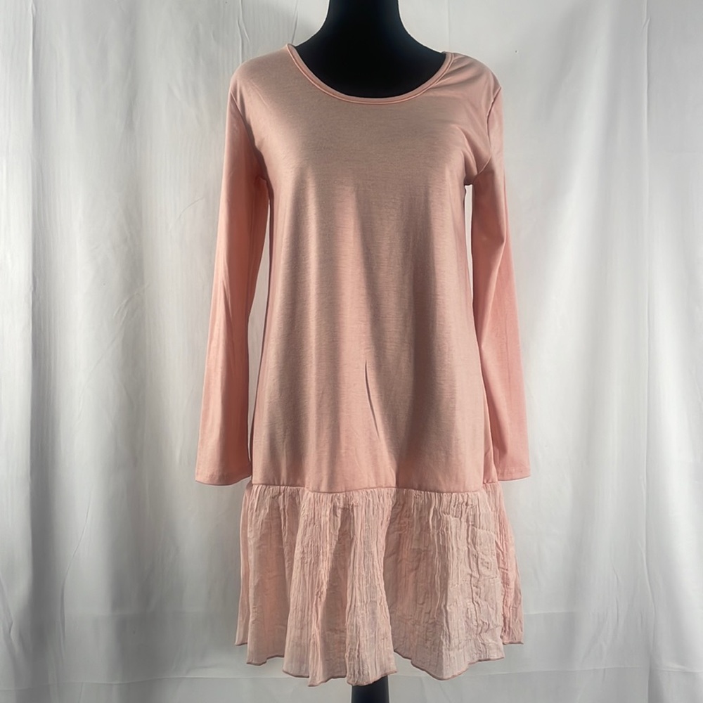 Pretty Angel Pink ruffled long sleeve mini dress,cover, small